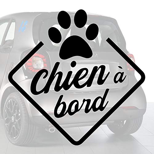 Sticker chien à bord pour voiture Chien à Bord Patte 15 cm Noir - Anakiss