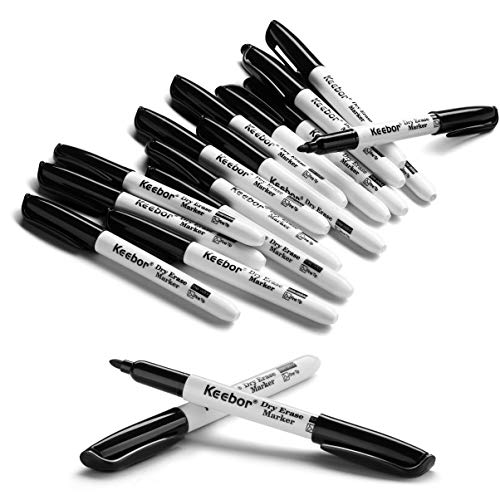 Keebor Basic Fine Tip Dry Erase Markers Low Odor Black Whiteboard Markers, 16 Packs