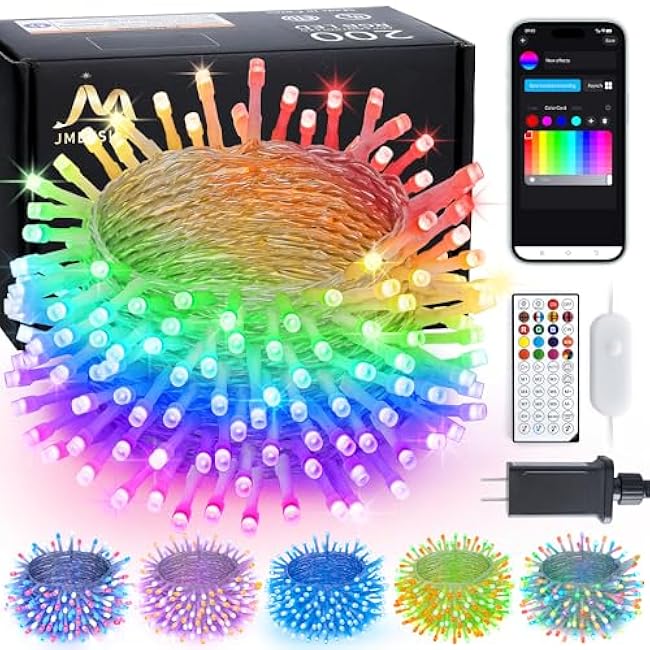 JMEXSUSS 200 LED String Lights Indoor Outdoor Clear Wire, Connectable Warm White Christmas Lights for Bedroom, 66 Ft Twinkle Fairy Classroom Light Plug in for Home Wedding Tree Yard Patio Decor