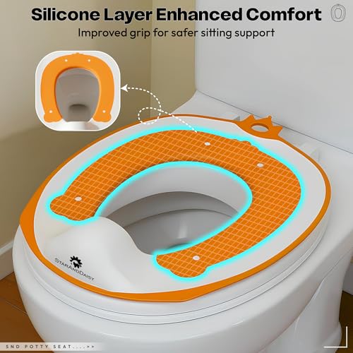 Image of StarAndDaisy Potty Seat /Chair for Kids 1-5 Years / 3-In-1 Baby Toilet Training Seat with Anti-Skip Pads, Removable Potty Pot, Potty Training Seat for Baby & Kids (Star Orange)