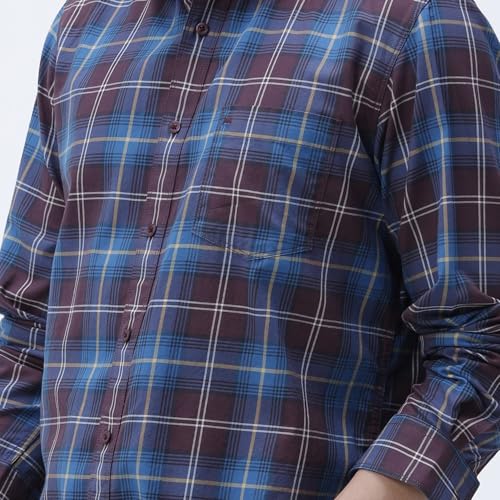 Image of BASICS 100% Cotton Checked Shirt for Men | Slim Fit | Everyday Smart Casual Wear | Full Sleeve