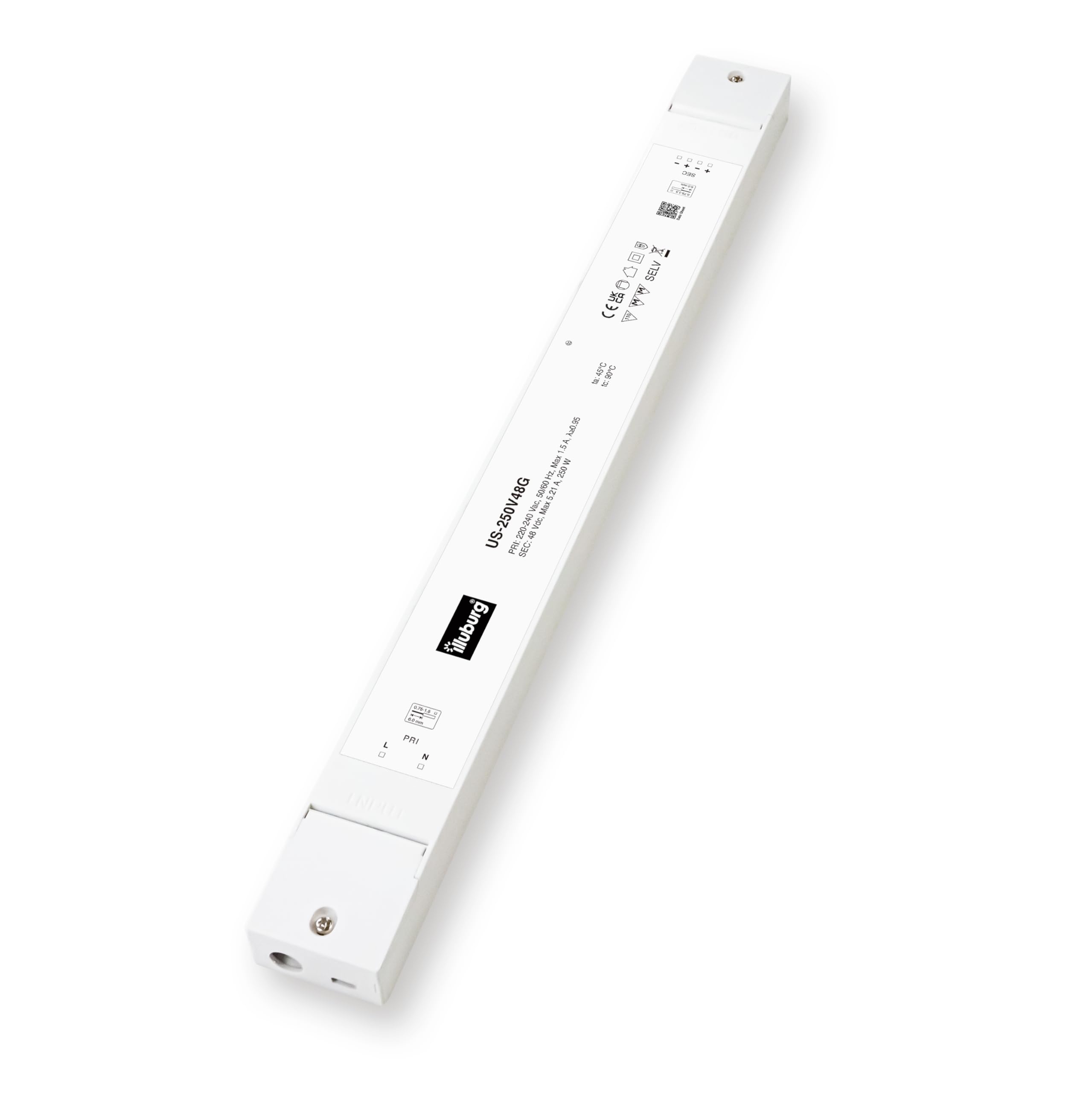 illuburg LED Trafo 48V 250W Slim Flackerfrei Geräuschlos für LED Streifen Möbel Verdeckte Montage Netzteil Treiber Vorschaltgerät Driver Power Supply