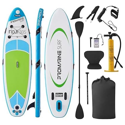 10‘x31’‘x6’' Inflatable Stand Up Paddle Board, Adjustable Aluminium Extra Wide Paddle Board, Kayak Seat with SUP Fittings, Waterproof Bag, Suitable for Youth and Adults, Green Cover