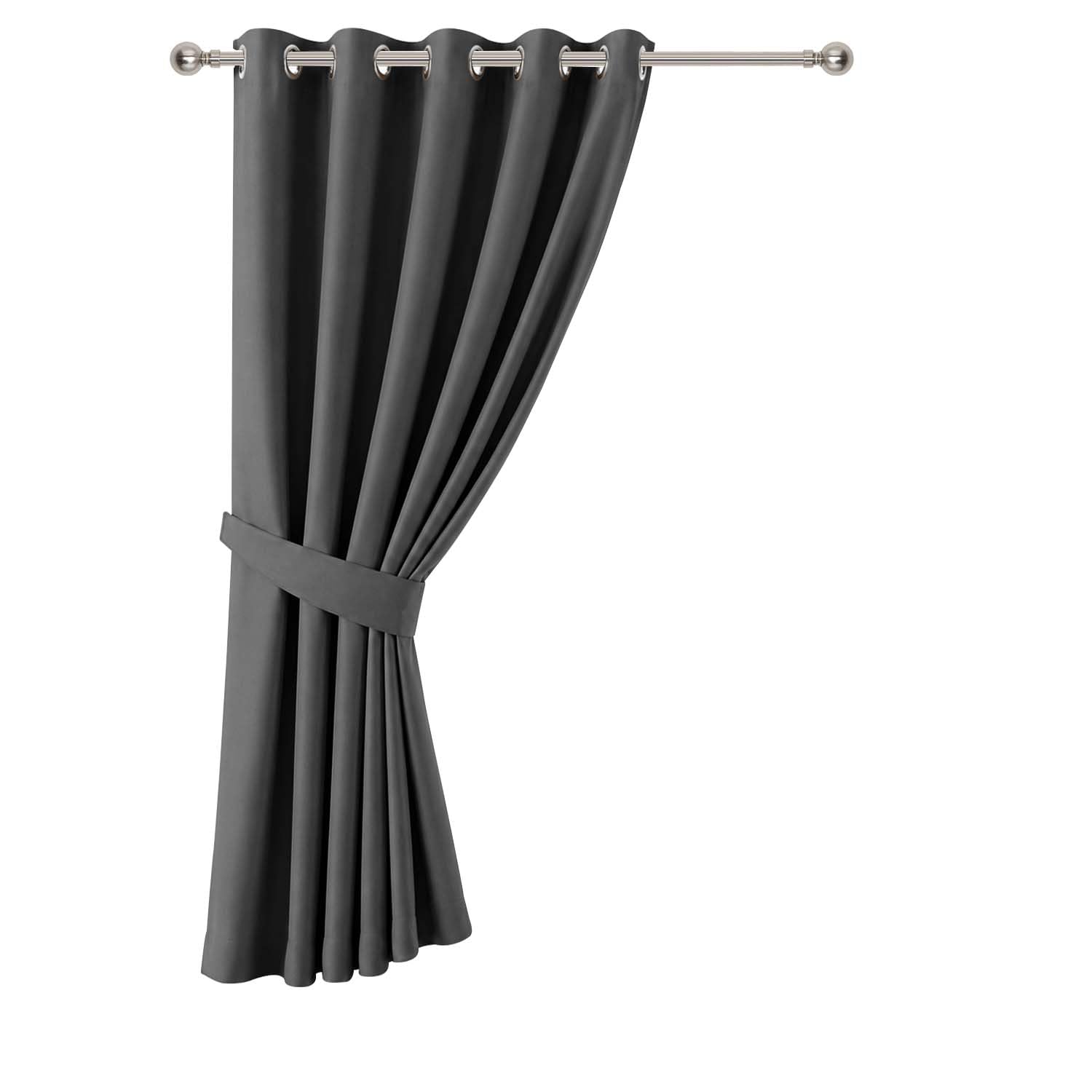 Aspire Homeware Grey Blackout Curtains for Bedroom - Eyelet Door Curtains 66 x 8