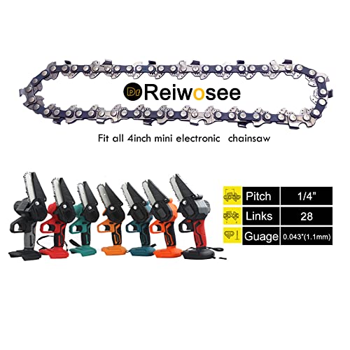 2 Stücke Sägeketten Kettensägenkette für 4 Zoll Mini Handheld wiederaufladbare Kettensäge 1/4" 1,1mm 28 TG 13 cm Kettenführungsplatte,Ãlsägekette eignet sich für Holzbearbeitung,Sägen von Bäumen – Bild 3