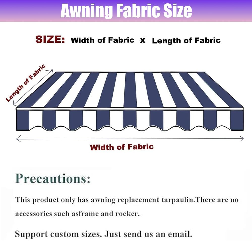 Tissu De Rechange pour Store Banne De Jardin, 3x2m 3.5x2.5m 5x3.0m Toile D'Auvent Rétractable De Remplacement, Couverture De Store Banne Imperméable(Blue,3.5x2.5m/11.5x8ft)