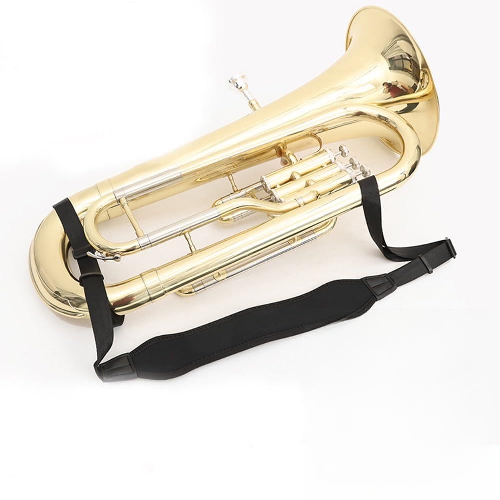 Sangle d'épaule réglable en laiton pour baryton euphonium basson ténor harnais de soutien confortable en coton respirant noir 195 cm