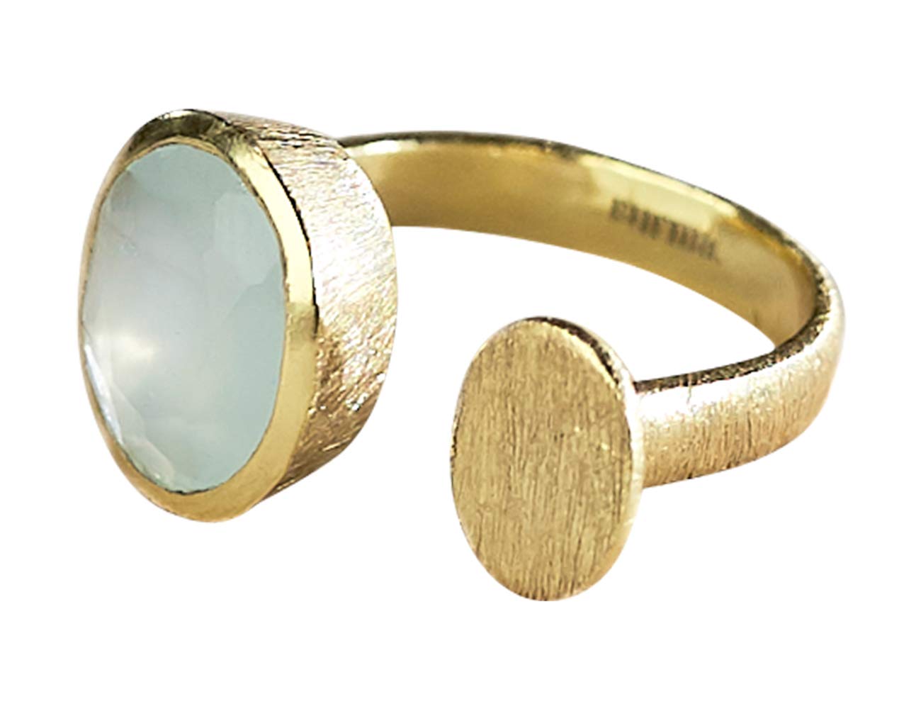 Vurmashop Anillo Piedra Aguamarina en Oro 18k para Mujer - Anillo Gema Semipreciosa Natural Aqua Calcedonia