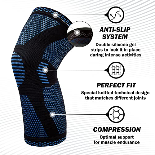 Image of POWERLIX Knee Compression Support Sleeve - Best Knee Brace for Men & Women | Best Knee Brace for Men & Women, support for Running, Basketball, Weightlifting, Gym, Workout, Sports