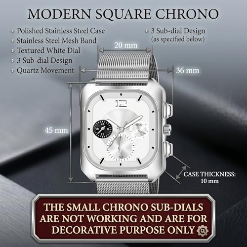 Image of Shocknshop Analog Square Dial Mesh Stainless Steel Strap Watch for Men and Boys -WCH186