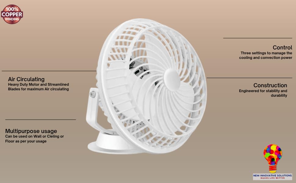 Image of STARVIN 9 Inch Wall Mounted Fan for Home & Kitchen | High Speed Cooling Wall Fan with Strong Airflow | Adjustable Angle, Low Noise Wall Fan for Office, Shop & Commercial Use (White)