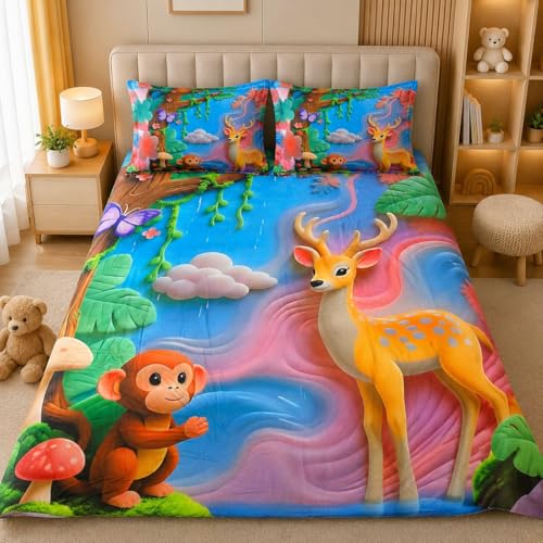 Image of 7D Digital Printed Kids Double Bedsheet Set with Bedsheet Tucker (Free)