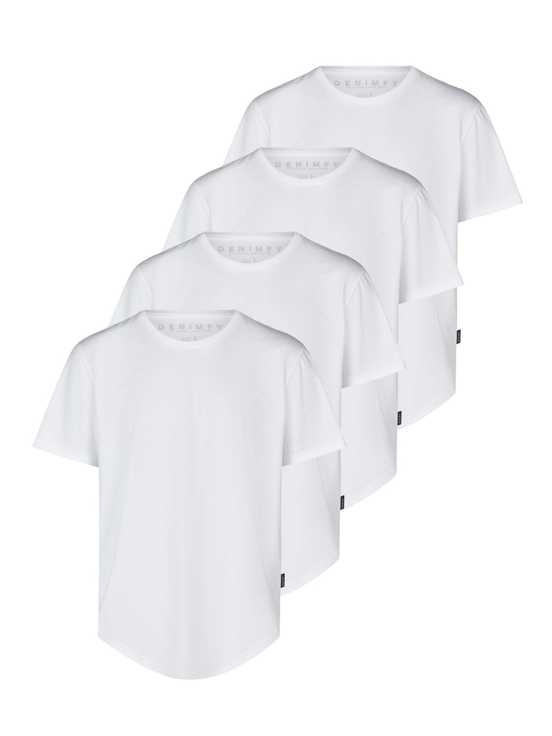 DENIMFY Tshirt Herren lang geschnitten Set 100% Baumwolle Regular Fit DFPaco 4er Pack Basic Rundhals Kurzarm Sommer Tee Shirt, Größe:5XL, Farbe:Pack 2