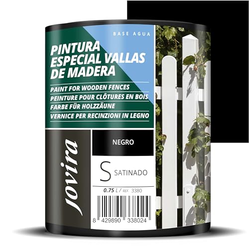 JOVIRA PINTURAS Peinture de clôtures en bois. Émail pour bois extérieur pour clôtures, maisons en bois, garages, etc. (750 Millilitres, Noir)