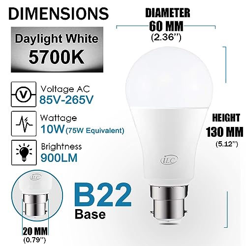 iLC B22 LED Colour Changing Light Bulb with Remote Control RGBW Bayonet - 120 Different Color Choices – RGB Daylight and White Dimmable Coloured – Timing Function - Image 4