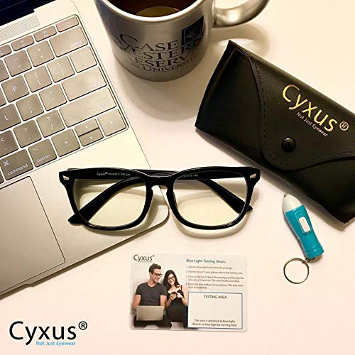 Cyxus Blue Light Filter Computer Glasses for Blocking Headache [Anti Eye Eyestrain] Transparent Lens Gaming Glasses, Unisex (Men/Women), Classic Black