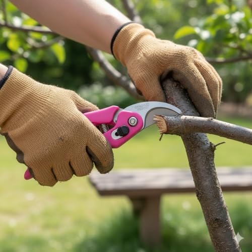 Image of Hand Pruner Cutter - 1 Piece (Pink Colour) | Heavy Duty Gardening Tools Grass Cutter, Plant Cutter for Home Garden, Wood Branch Trimmer, Garden Tools Accessories (Steel Blades, Assorted)