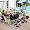 Sophia william 6 piece outdoor patio furniture set 7 seats patio conversation sets with 45 gas fire pit table x 1 3 seat sofa x 1 swivel chair x 2 cushioned chair x 2 beige  urban country home decor