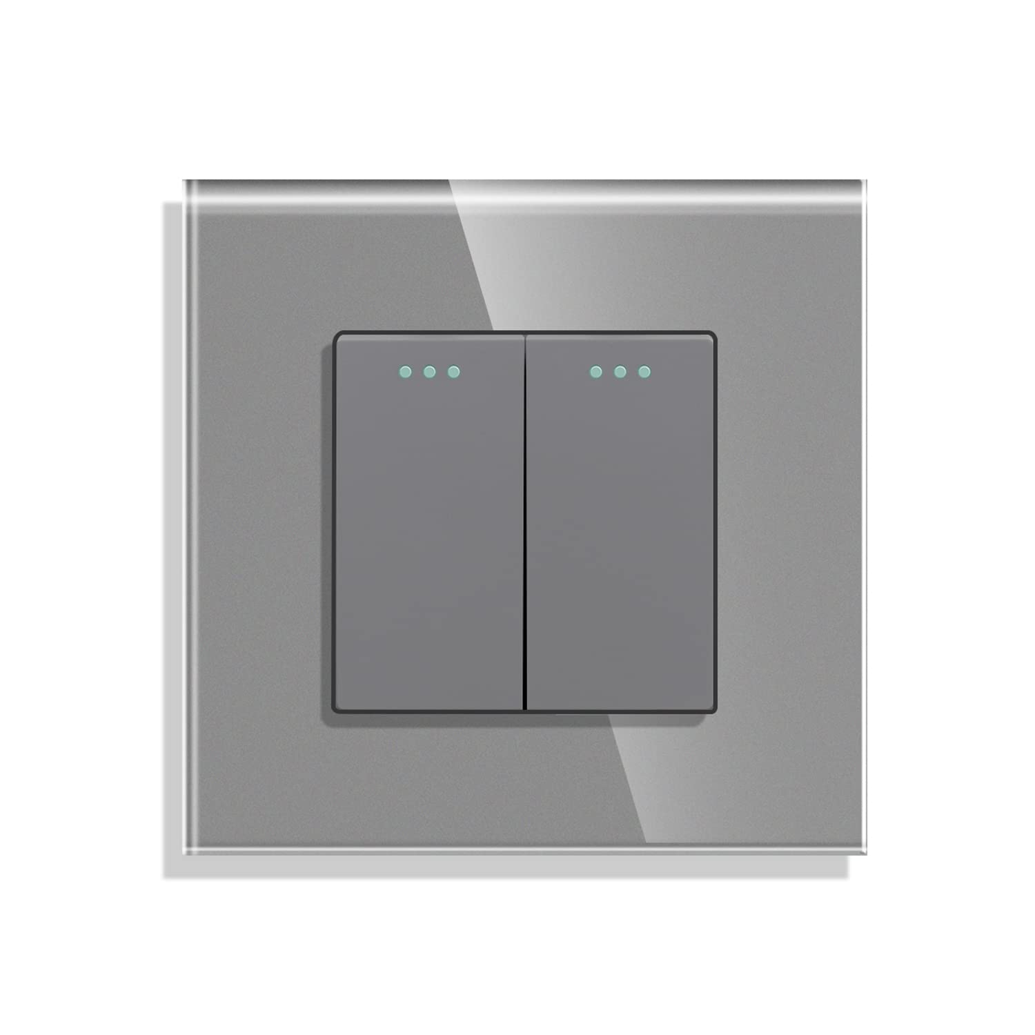 CNBINGO 2-Way Rocker Button Light Switch, Glass Panel Wall Switch