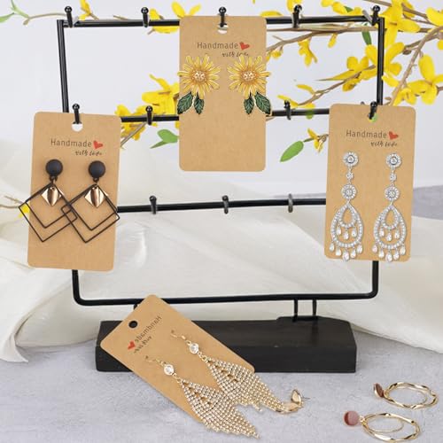 joycraft 200 Pack Kraft Earring Cards, 2"x3.5" Earring Display Holder Cards,Handmade with Love Hanging Tags,Blank Brown Earring Tags for Selling,Hanging Earring,Jewelry,DIY Crafts,Retail4