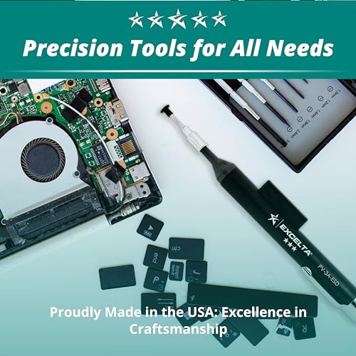 Image of Excelta PV-3A-ESD Pen-Vac Pro Vacuum Pen Kit, 5 Inch Length, 0.5 Inch Diameter, ESD Safe with 6 Buna-N Static Dissipative Vacuum Cups and Probes, Made in USA, Professional