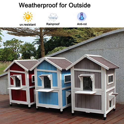 ROCKEVER Feral Cat Shelter Outdoor with Escape Door Rainproof Outside