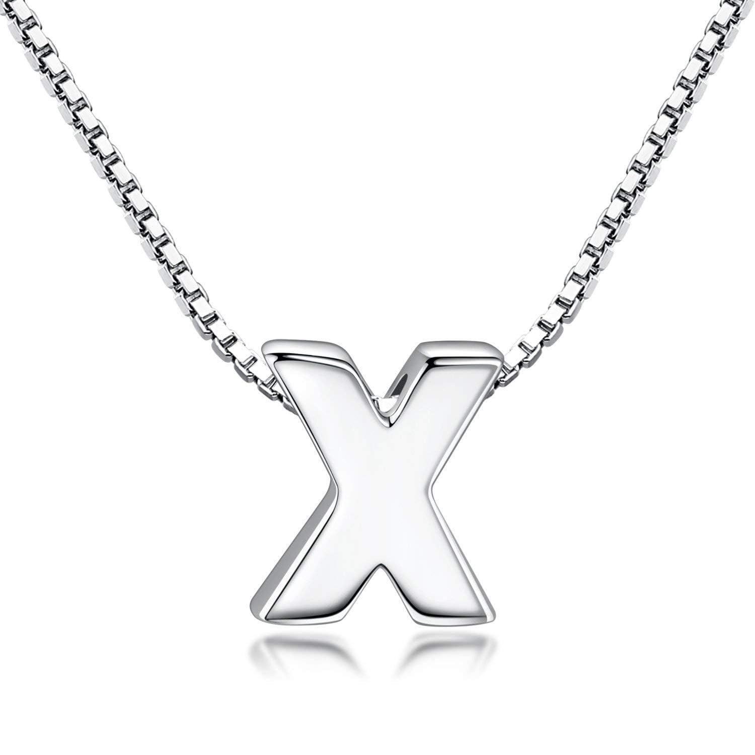 CANDYFANCY Initial Necklace 925 Sterling Silver Letter Pendant Personalized 26 Alphabet Necklace for Women Men A-Z