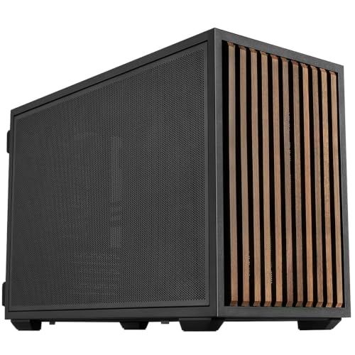 Image of LIAN LI B4 mATX Wood Black (B4X-WD) Compact 21.3L PC Case | Real Walnut Wood Front Panel | Co-Developed with DAN Cases | Supports M-ATX, 358mm 4-Slot GPU, 360mm AIO, 140mm ATX PSU | 2 Slim Fans