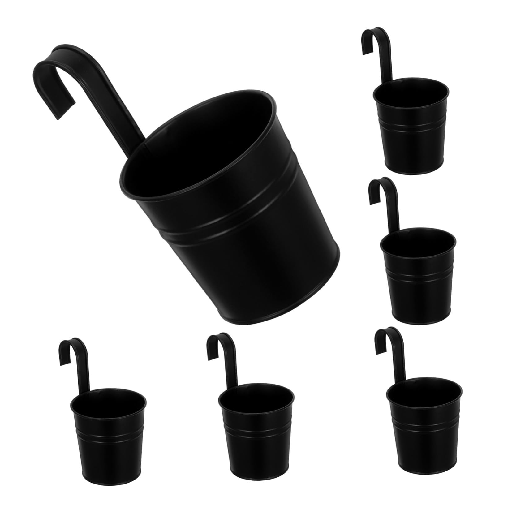 GALPADA Fioriere Sospese in Metallo per Piante da Interno ed Esterno, Set 6 Pezzi Nero Fori, Portavasi da Balcone e Patio per Decorazione Rustica e Multiuso