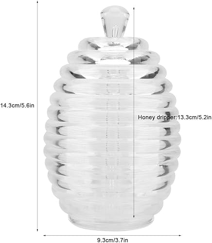 Miniatura 8 de Tarro de miel, 9.0 fl oz, botella de miel transparente sellada, tarro de mermelada en forma de colmena, patrón de panal con barra de goteo, para el