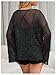 MakeMeChic Women's Mesh Sheer Bell Sleeve T Shirt Sparkly Lettuce Trim Y2k Tee Tops Black Medium