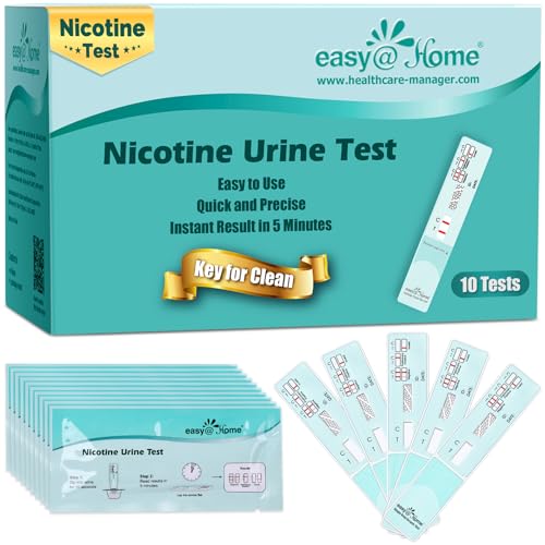 Easy@Home Nicotine Urine Test Kit 10 Pack CLIA Waived OTC Cotinine Detection Strips for Tobacco Screening 200 ng/mL Cutoff Level -#ECOT-114