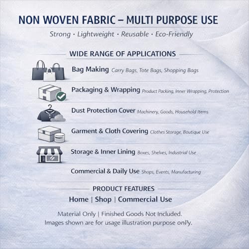Image of Non-Woven Fabric 90 GSM | 63 Inch (160 cm) Width | 5 Meter Length | Multipurpose Fabric for Bag Making, Lining, Craft & Home Utility | Durable, Easy to Clean & Reusable | Orange