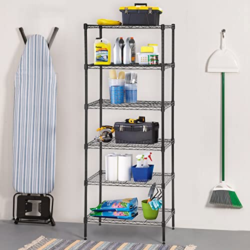 Image of BestOffice Adjustable Wire Shelving Storage Shelves Heavy Duty Shelving Unit for Small Places Kitchen Garage (Black, 13 D x 23 W x 59 H)