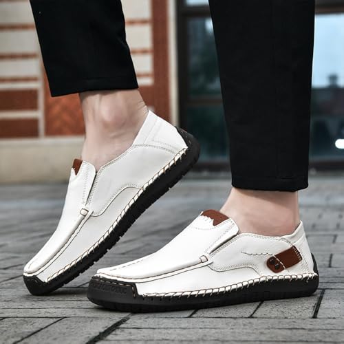 QINGCOMFACAI Mens Casual Loafers Comfortable Slip on Soft Leather Shoes Business Office Walking Driving Shoes4