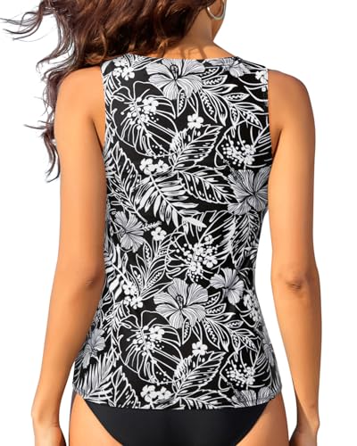 Image of Daci Tankini Tops for Women High Neck Swim Top Tummy Control Bathing Suit Top Modest Swim Tank Top No Bottom