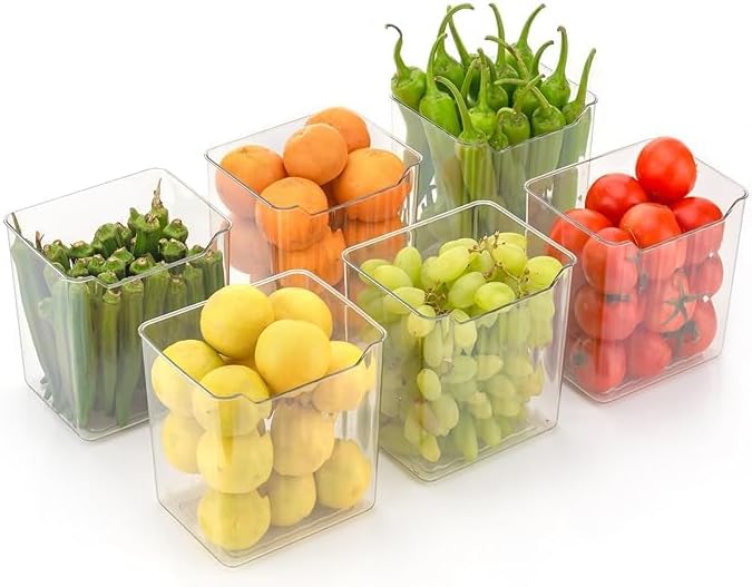 FULLSTAR Fridge Side Door Storage Box | vegetable storage box for fridge | Multipurpose Space-saving storage container | Refrigerator Side Door Storage Box | Pack of 6