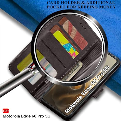Image of TheGiftKart Flip Back Cover Case for Motorola Moto Edge 60 Pro 5G | Dual-Color Leather Finish | Inbuilt Stand & Pockets | Wallet Style Flip Cover for Moto Edge 60 Pro 5G (Faux Leather, Coffee & Brown)