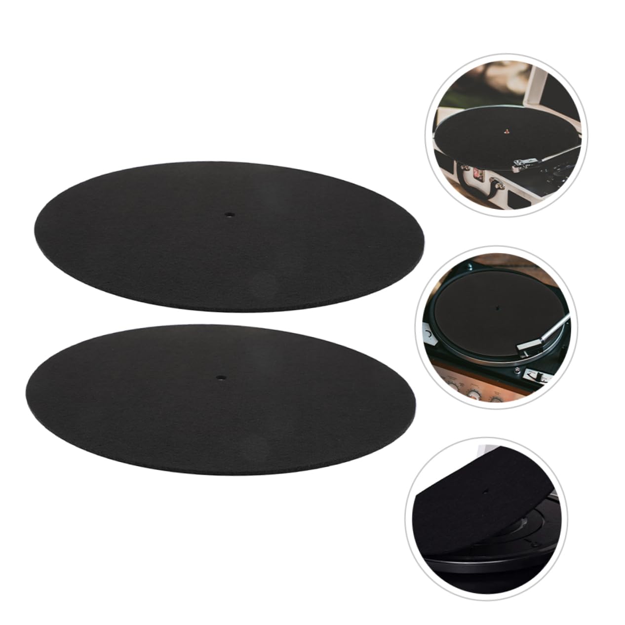 Yardwe 2pcs Turntable Platter Felt Mat 12/10/7 Inch Record Player Slipmat for Vinyl Records