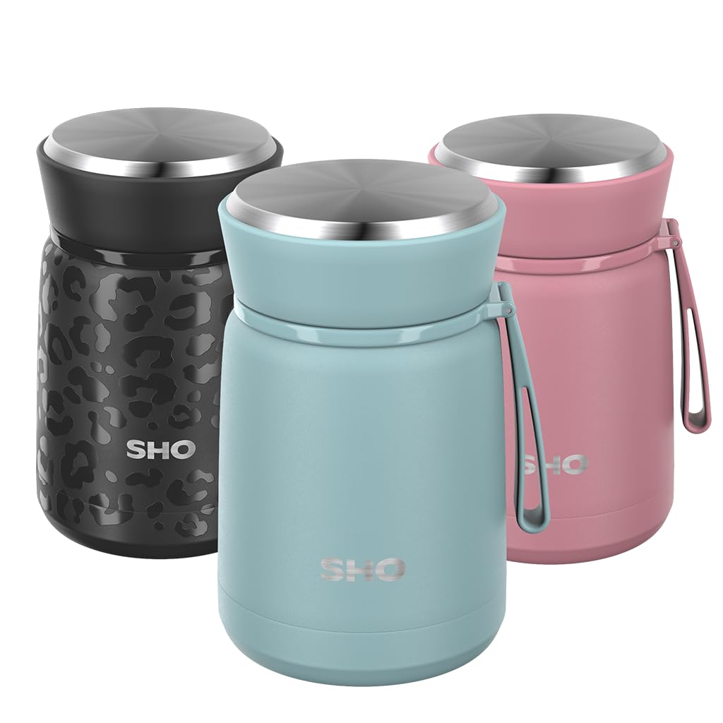 SHO Food Flask - Vacuum Insulated, Double Walled Stainless Steel Food Flask & Food Container - 10 Hours Hot & 20 Hours Cold - 530ml 800ml - BPA Free (Arctic Mist, 530ml) โ image 1