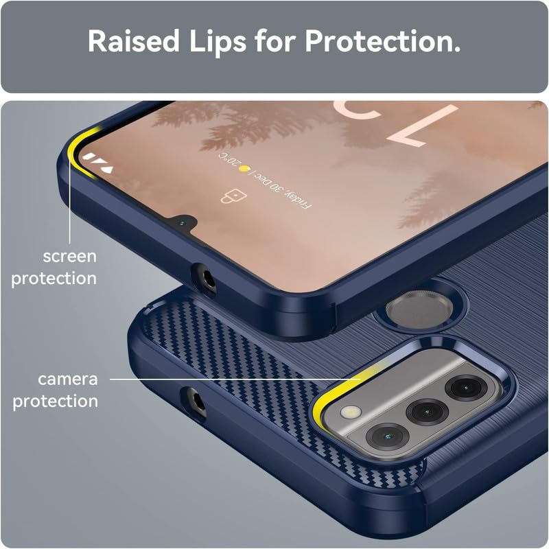 Image of NPRC Hybrid Ultra Slim Protective Case TPU Non-Slip Carbon Fiber Texture Shockproof Case Cover for Nokia C31 - Blue