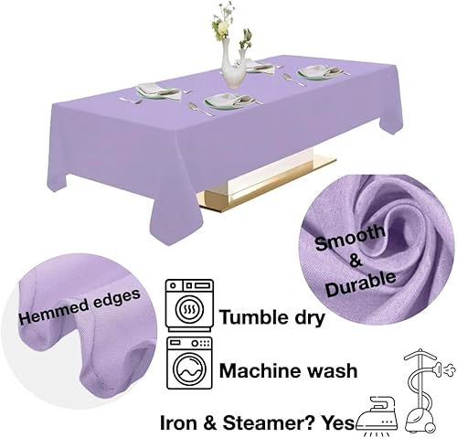 Miniatura 2 de Urby Mantel lavanda para mesas rectangulares de 4 a 6 pies con capacidad para 4 a 6 personas, bueno para mesa de comedor. Fiestas de buffet. Lavable