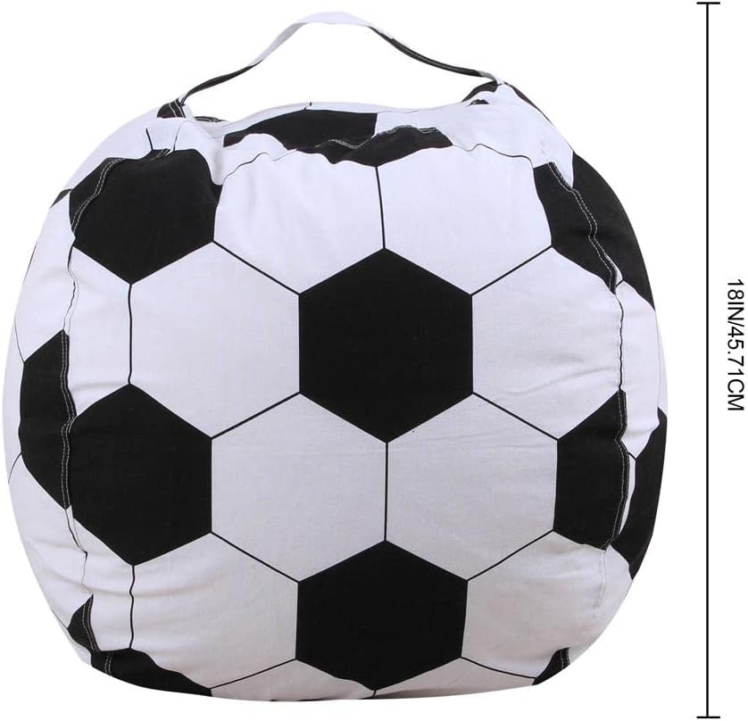 Storage Bean Bag Chair 18 Inch Beanbag Cover with Zipper for Kids Plush Toys Game Play (Football) image 2