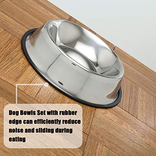 Mlife Stainless Steel Dog Bowl With Rubber Base For Small/Medium/Large Dogs, Pets Feeder Bowl And Water Bowl Perfect Choice (Set Of 2) #TOP3