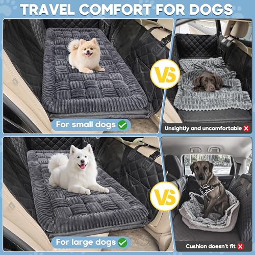 Loiion Hundebett Auto Rückbank, Weich Auto Hundebett, Hundematte Große Hunde, Autodecke Hund Rückbank, Hundematte rutschfest, Leicht zu Reinigen, Kratzfest und Komfortabel, 127×62.5cm, Dunkelgrau
