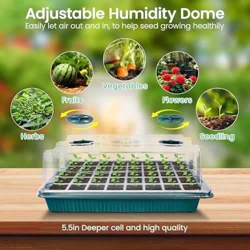 Likaney 2 Pack 80 Cells Seed Starter Tray with Grow Light & Heat Mat, Plant Seed Starter Kit with Humidity Domes, Automatic Timer, and Adjustable Brightness for Indoor Greenhouse Gardening - Image 7