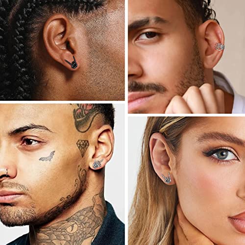 Suplight skull earrings for men, Sterling Silver Earrings Cool Earing Stud Halloween Collection4