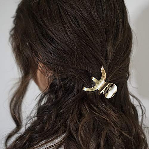 Gold Matte Metal Hair Clip Claws Combo Pack - Simple Minimalist Barrette Jaw Clamp With Octopus - 2 Inches Each #TOP5