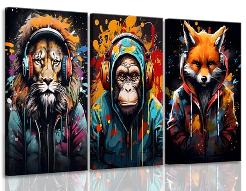 Ryzqubf Banksy Graffiti Tier Leinwand Wandkunst