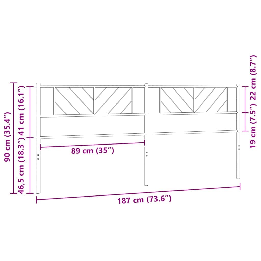 vidaXL Cabecero de Repuesto, Cabecera de Cama con Patas, Cabecero para Estructura de Cama, Cabecero de Somier para Hogar Dormitorio, Metal Negro 180 cm